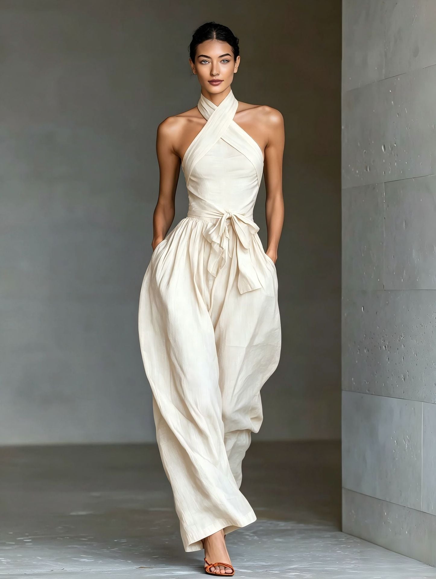 Halter Neck Wide Leg Jumpsuit