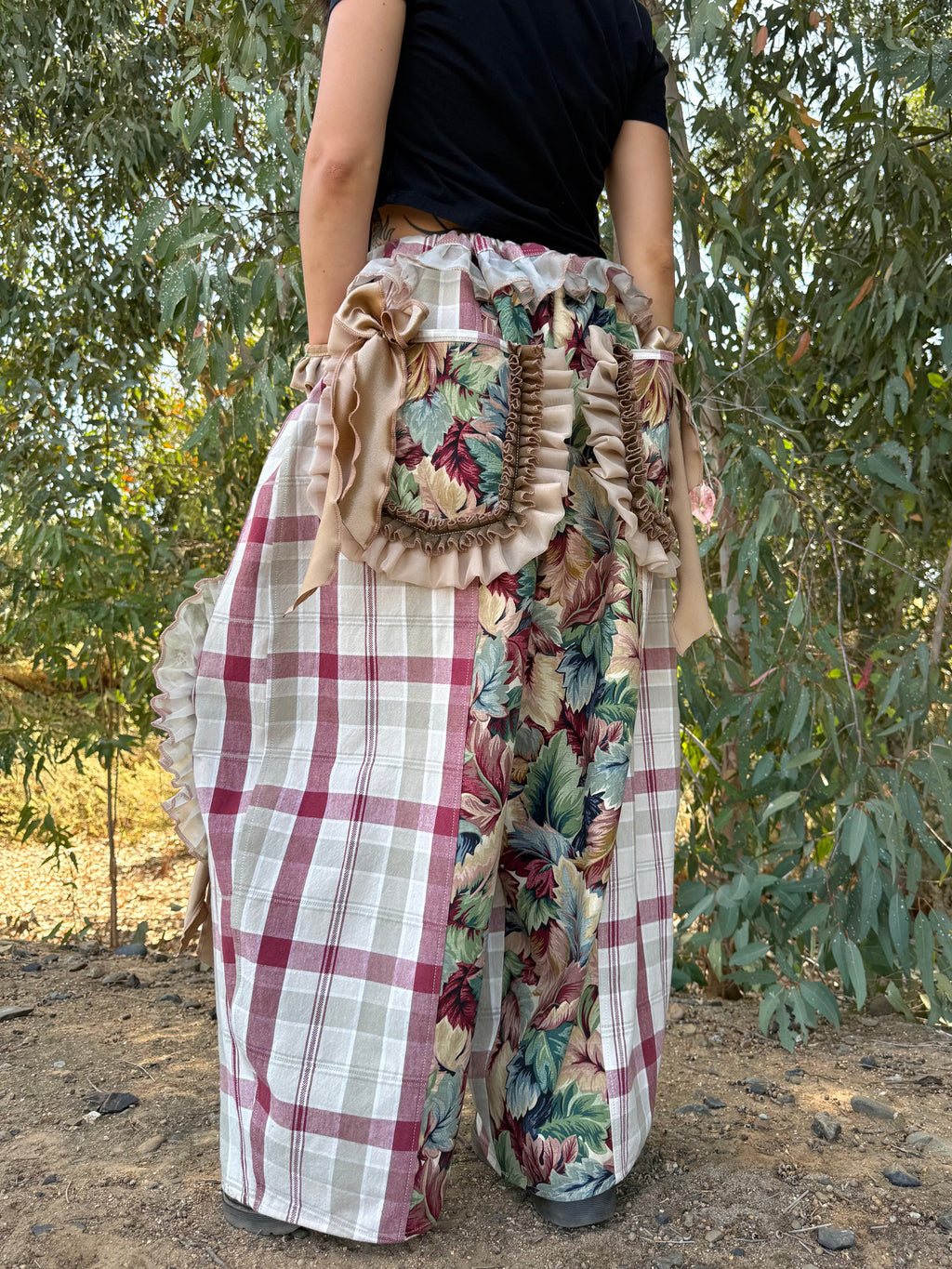 Upcycled Adjustable-Waist Ruffle Pants