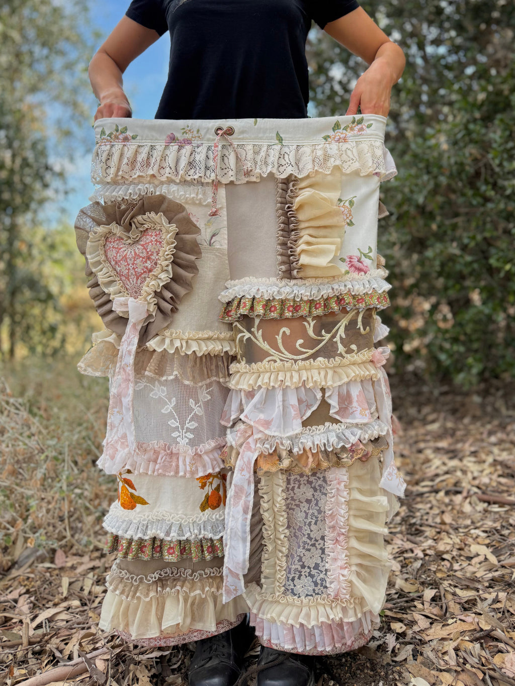 Upcycled Adjustable-Waist Ruffle Pants
